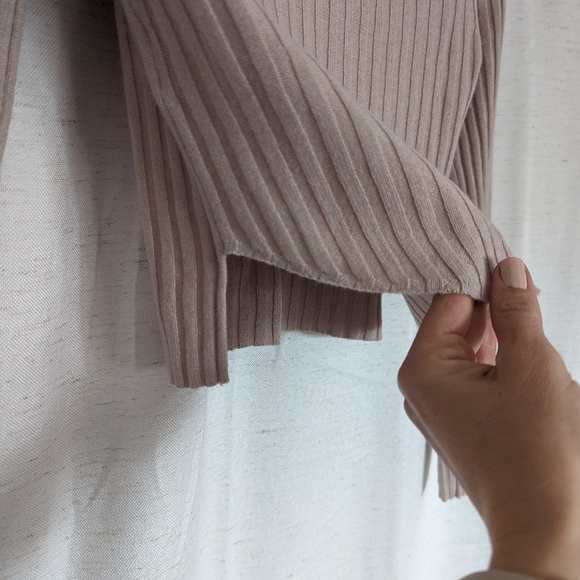 ARITZIA BABATON Nathaniel sweater wool linen cropped rib knit pullover beige XS - Picture 6 of 7
